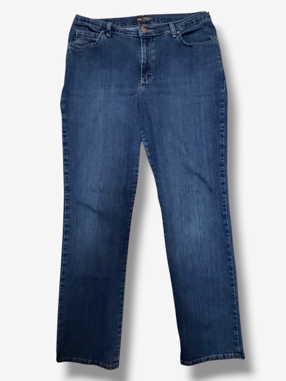 Lee Straight Leg Jeans Women 12 Long Mid Rise Stretch Blue Denim